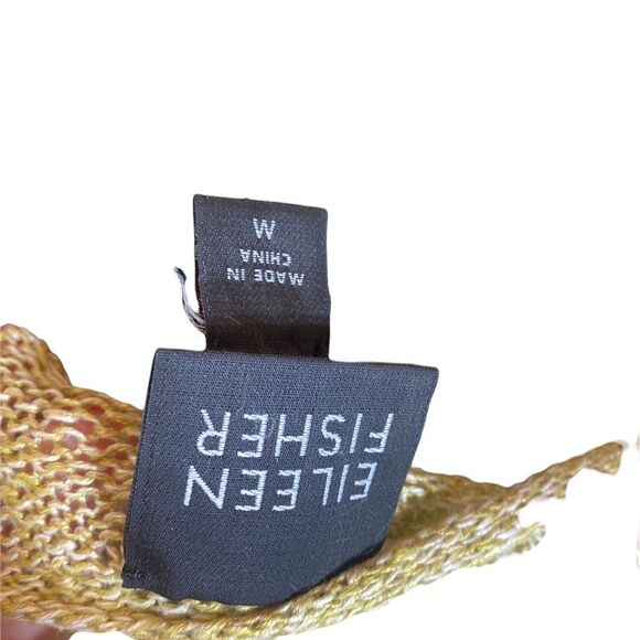 Eileen fisher sweater open knit linen yellow/white medium capsule sustainable - Picture 4 of 5